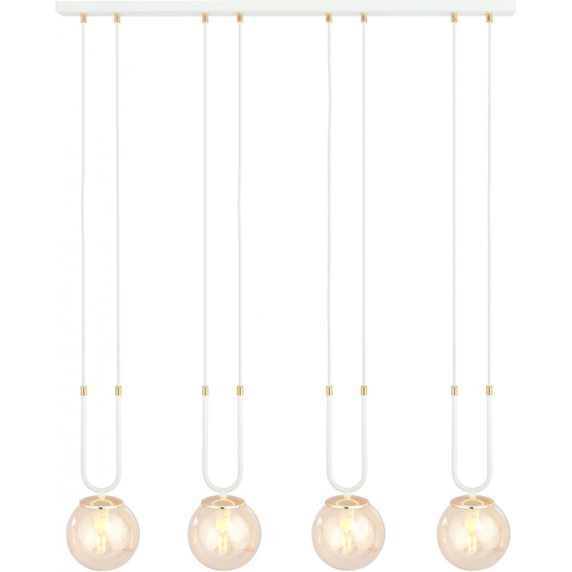 Lampa wisząca szklane kule Glam IV 92cm biało-bursztynowa Emibig