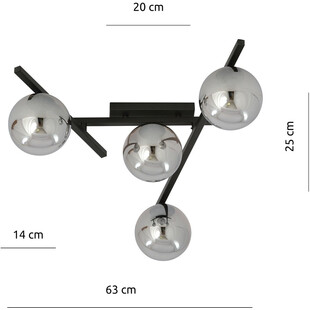 Lampa sufitowa szklane kule Smart IV 63cm grafitowo-czarna Emibig