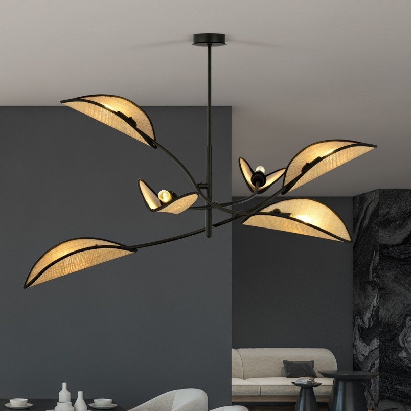Lampa sufitowa designerska Lotus VI 102cm rattanowa Emibig