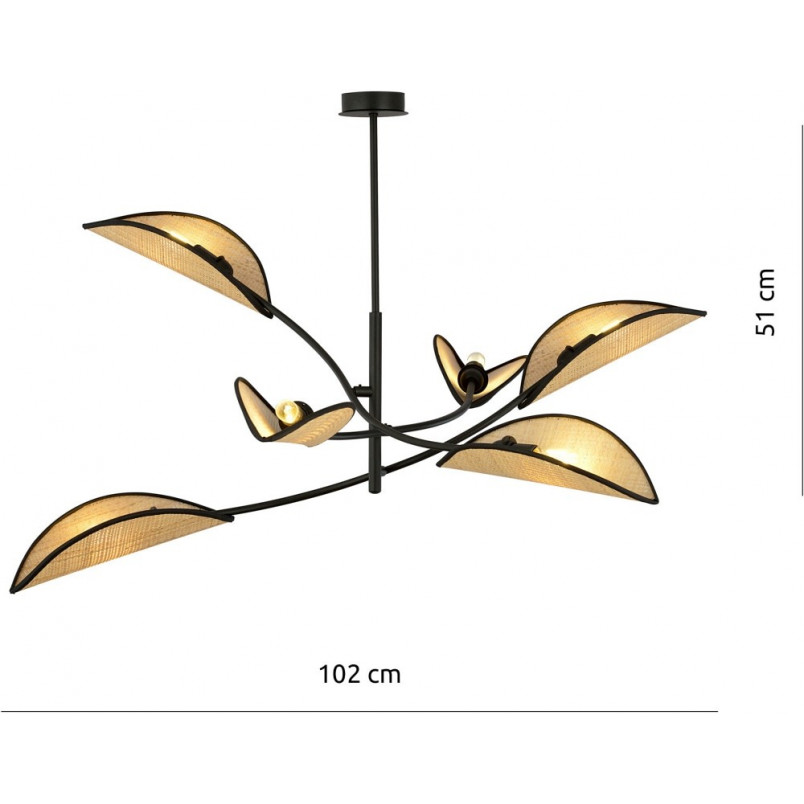 Lampa sufitowa designerska Lotus VI 102cm rattanowa Emibig