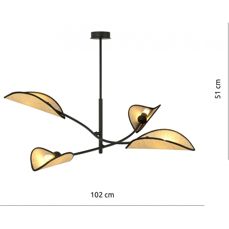 Lampa sufitowa designerska Lotus IV 102cm rattanowa Emibig