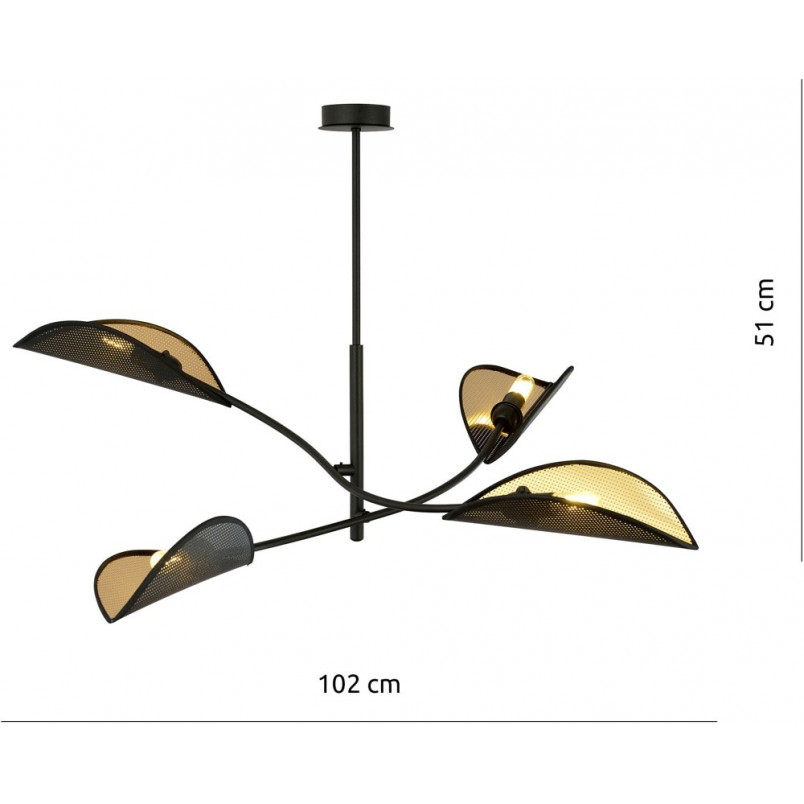 Lampa sufitowa designerska Lotus IV 102cm czarno-złota Emibig