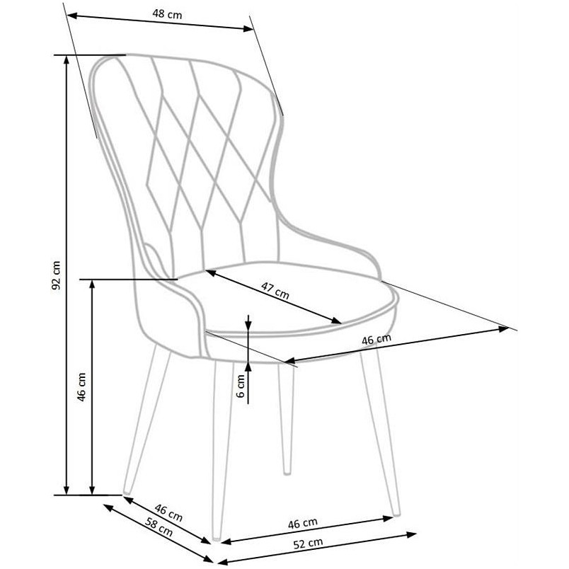Krzesło welurowe pikowane K366 popiel marki Halmar