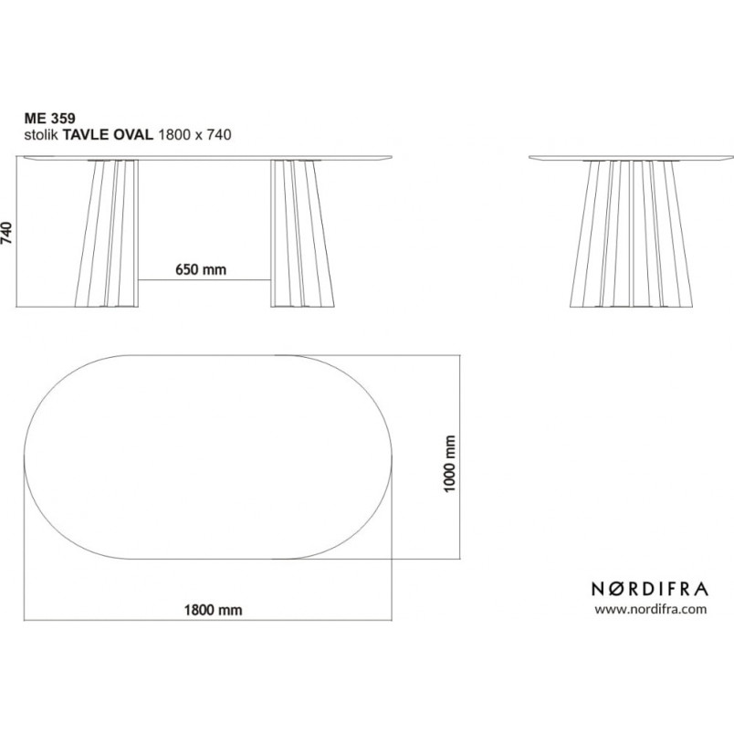 Stół owalny fornirowany Tavle Oval 180x90cm dąb naturalny Nordifra