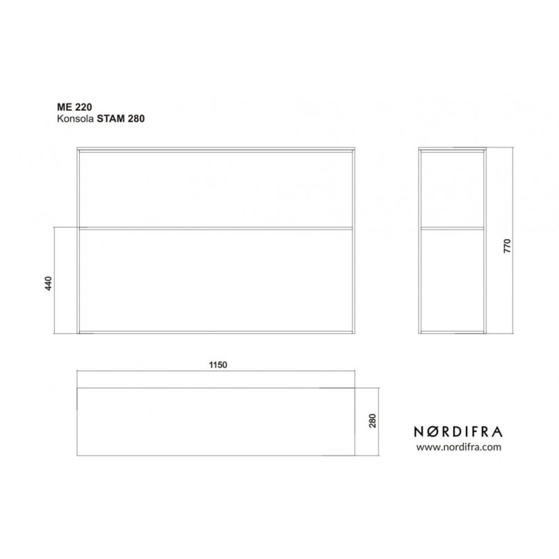 Konsola industrialna z półką Stam 115 dąb naturalny marki Nordifra