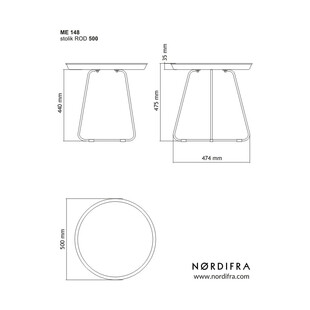 Okrągły stolik metalowy z tacą Rod 50 czarny marki Nordifra