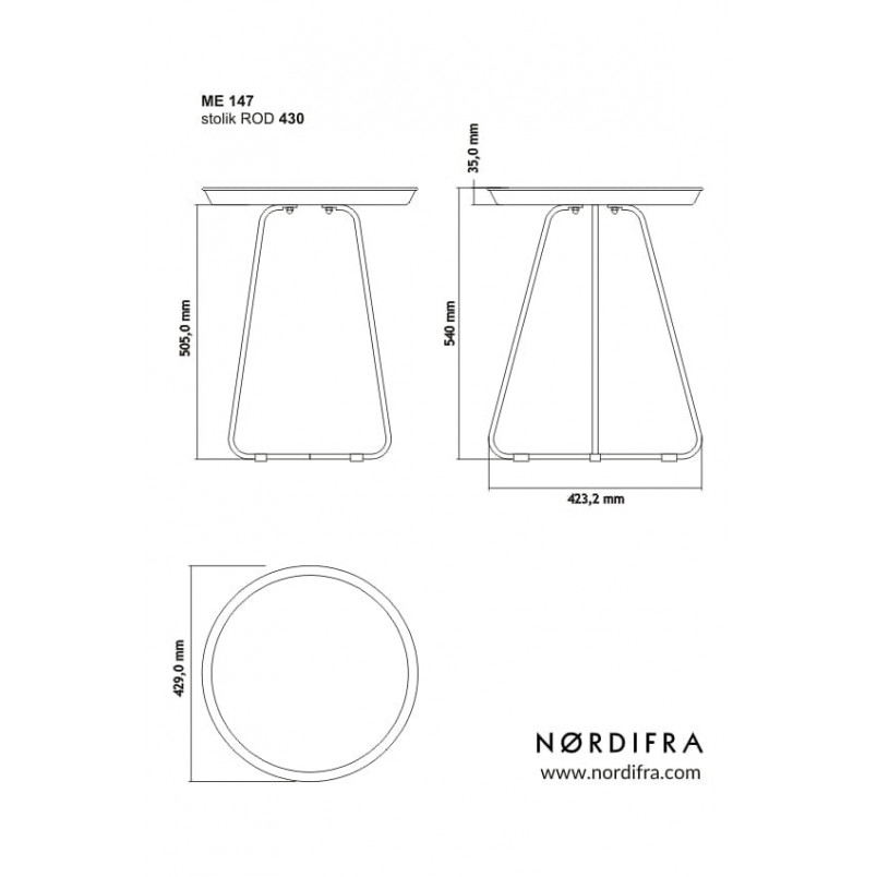 Okrągły stolik metalowy z tacą Rod 43 czarny marki Nordifra