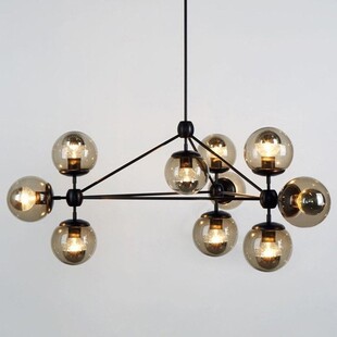Stylizowa Lampa wisząca szklana designerska Astrifero 10 Czarno Bursztynowa marki Step Into Design