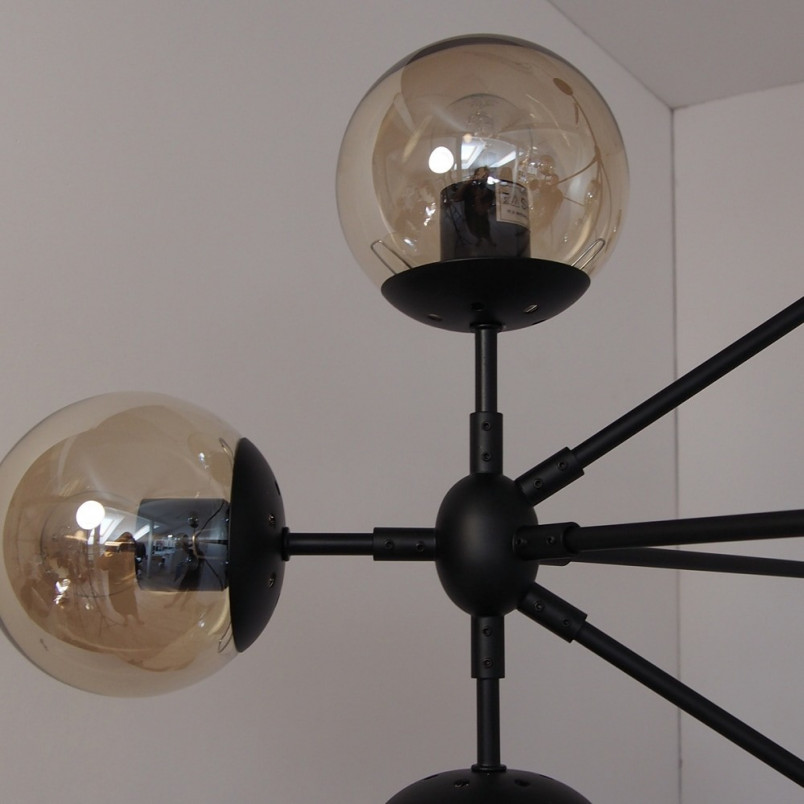 Stylizowa Lampa wisząca szklana designerska Astrifero 15 Czarno Bursztynowa marki Step Into Design
