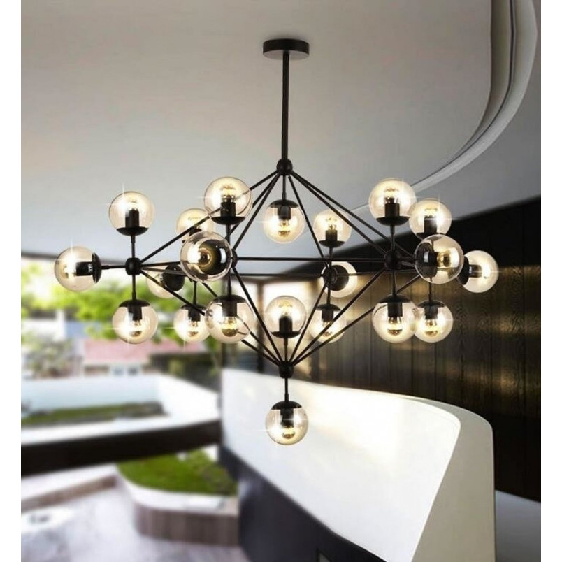 Stylizowa Lampa wisząca szklana designerska Astrifero 21 Czarno Bursztynowa marki Step Into Design
