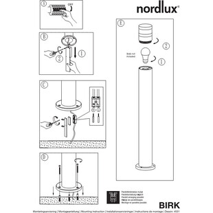 Słupek ogrodowy Birk 80 Czarny marki Nordlux