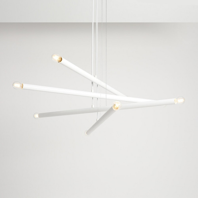 Lampa designerska wiszące tuby poziome Tubo White VIII 100cm biała Aldex