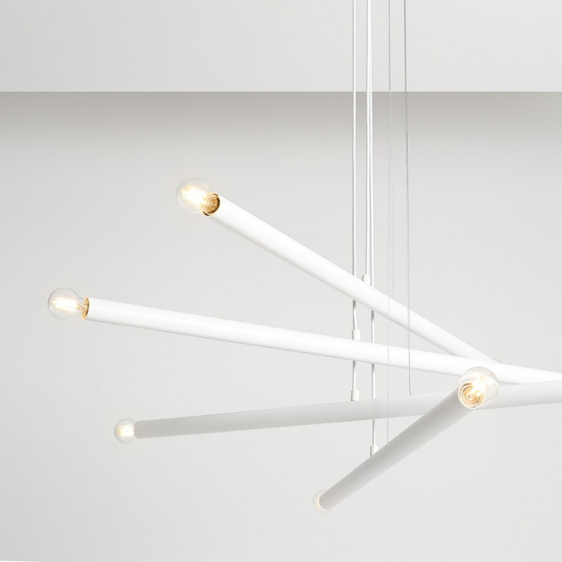 Lampa designerska wiszące tuby poziome Tubo White VIII 100cm biała Aldex