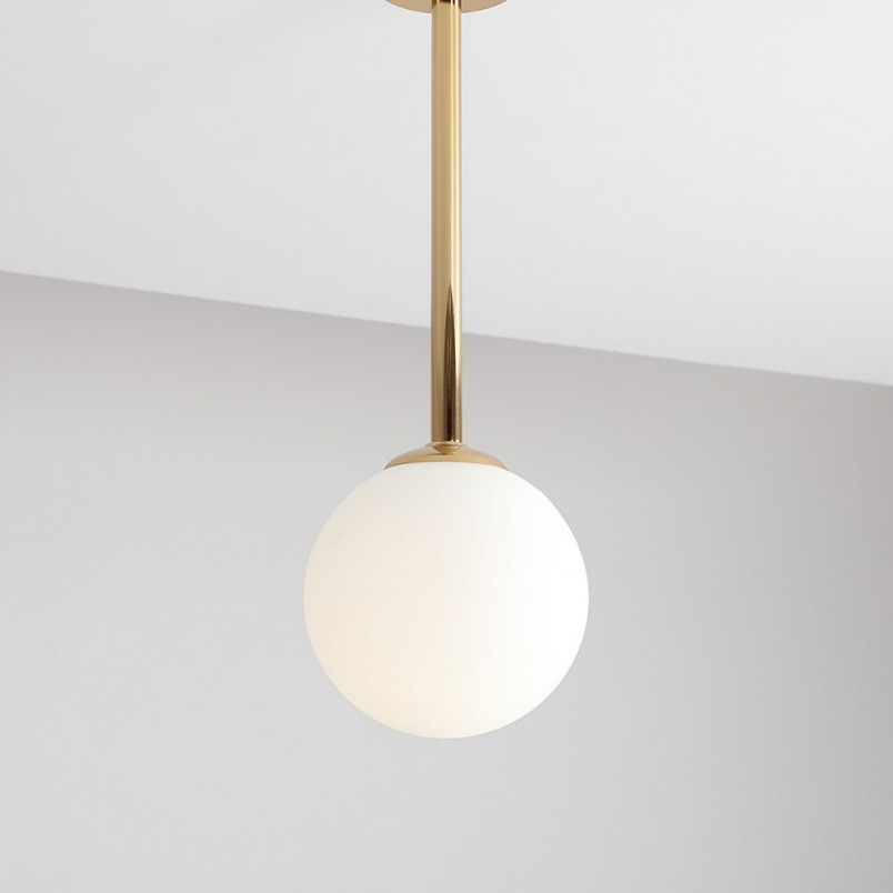 Lampa sufitowa szklana kula Pinne S 14cm biało-złota Aldex