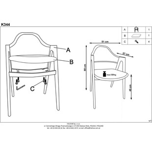 Krzesło skandynawskie tapicerowane z podłokietnikami Elbo K344 popiel