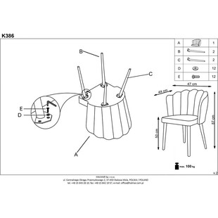 Krzesło welurowe "muszla" K386 różowe marki Halmar