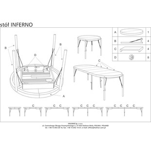 Stół okrągły rozkładany loft Inferno 100 dąb naturalny/czarny marki Halmar