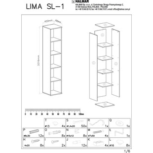Regał stojący z półkami Lima SL1 biały marki Halmar