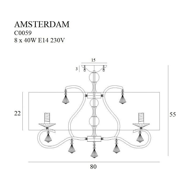 Plafon glamour z abażurem i kryształkami Amsterdam 78 Biały/Chrom marki MaxLight