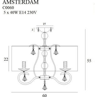 Plafon glamour z abażurem i kryształkami Amsterdam 60 Biały/Chrom marki MaxLight