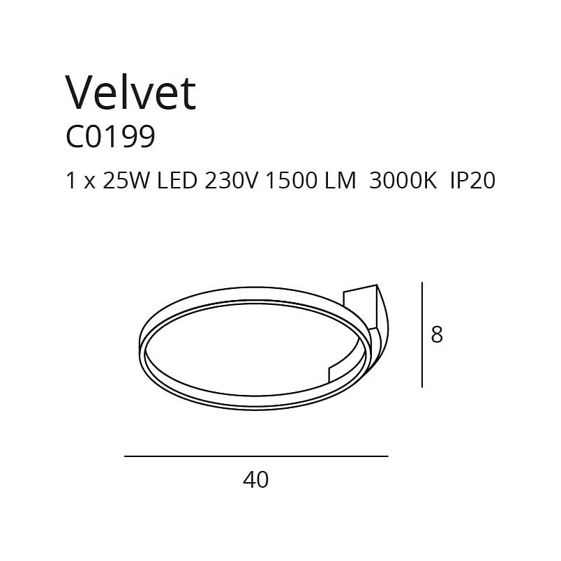 Plafon okrągły nowoczesny Velvet 40 LED czarny marki MaxLight