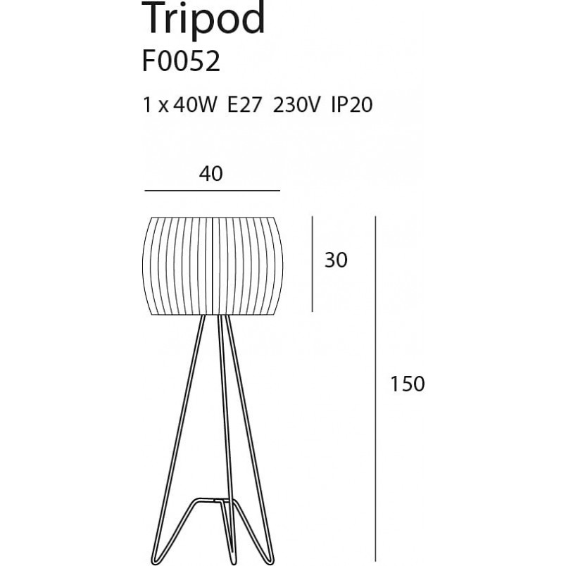 Lampa podłogowa trójnóg z abażurem Tripod III biało-czarna marki MaxLight