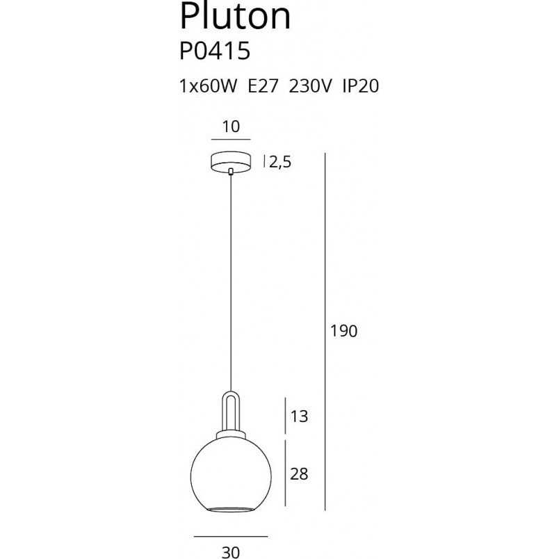 Lampa wisząca szklana kula glamour Pluton 30 szara marki MaxLight