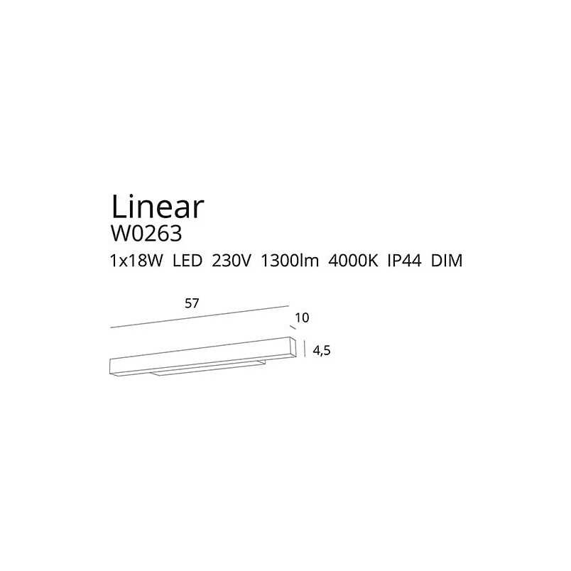 Kinkiet łazienkowy podłużny ściemnialny Linear 57 LED biały marki MaxLight