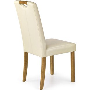 Krzesło z ekoskóry na drewnianych nogach CARO buk/kremowy marki Halmar