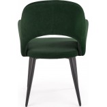 Krzesło welurowe z podłokietnikami K364 ciemno zielone marki Halmar