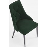 Krzesło welurowe pikowane K365 ciemno zielone marki Halmar