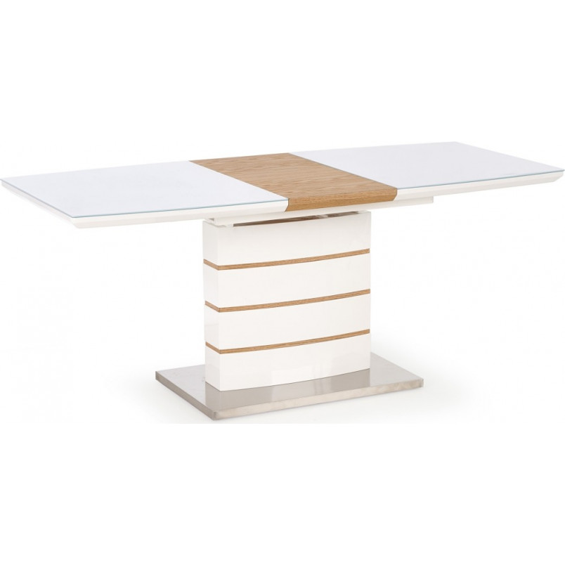 Stół rozkładany szklany TORONTO 140x80 biały/dąb złoty marki Halmar