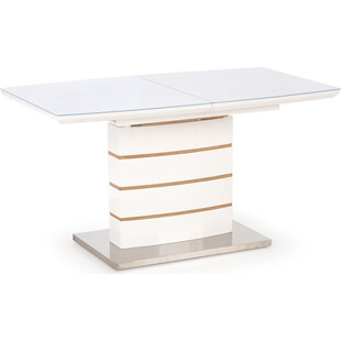 Stół rozkładany szklany TORONTO 140x80 biały/dąb złoty marki Halmar