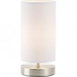 Lampa stołowa z abażurem Clarie Satynowy Chrom/Biała marki Brilliant