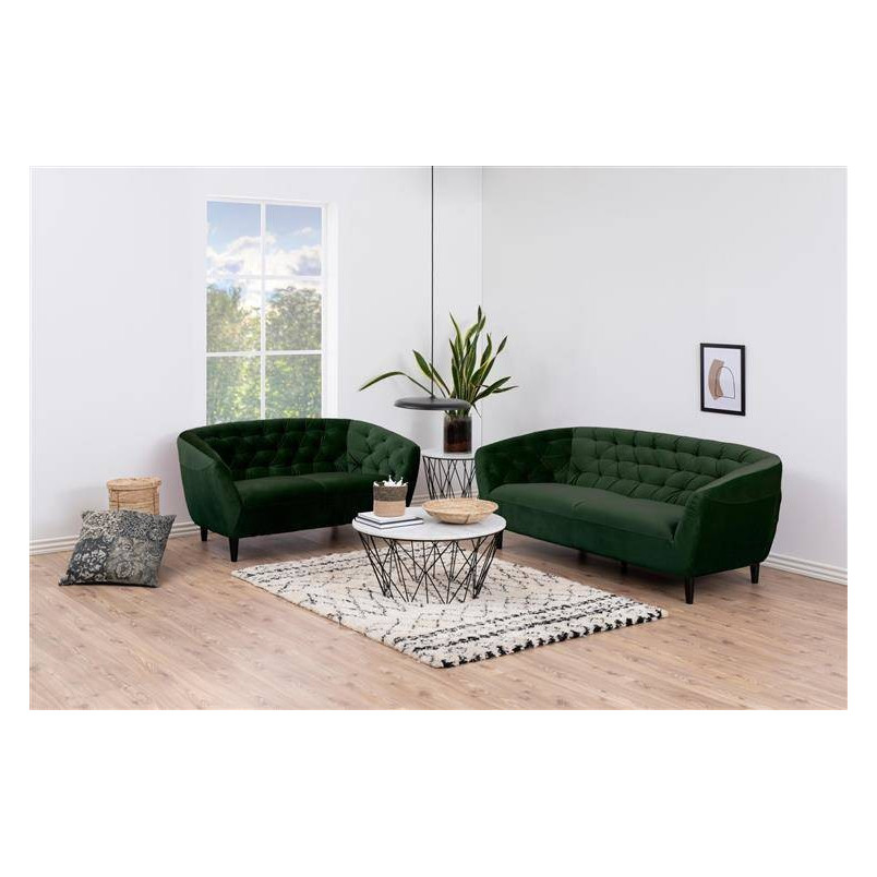 Pikowana sofa welurowa 2 os. Ria Vic 150 zielona marki Actona