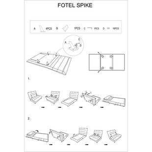 Fotel welurowy rozkładany Spike Velvet różowy/buk marki Signal marki Signal