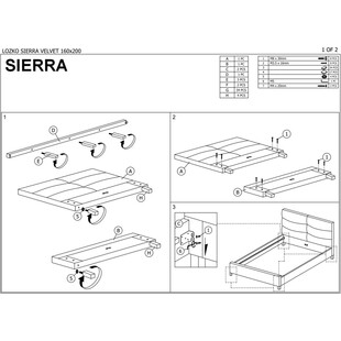 Łóżko welurowe na nóżkach Sierra Velvet 120x200 szary/dąb marki Signal