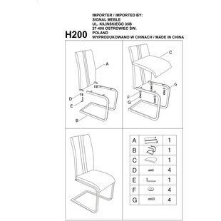 Krzesło nowoczesne z ekoskóry H-090 czarne marki Signal