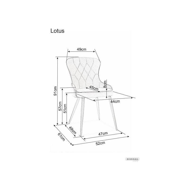 Krzesło welurowe pikowane Lotus Velvet szare marki Signal