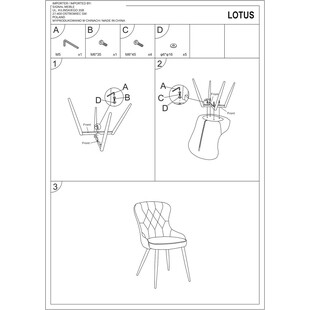 Krzesło welurowe pikowane Lotus Velvet szare marki Signal