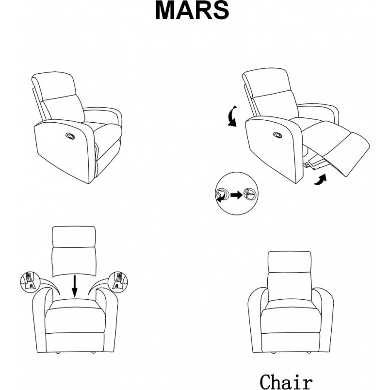 Fotel welurowy rozkładany Mars Velvet szary marki Signal