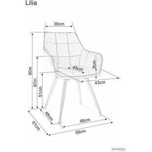 Krzesło fotelowe welurowe Lilia Velvet szare marki Signal