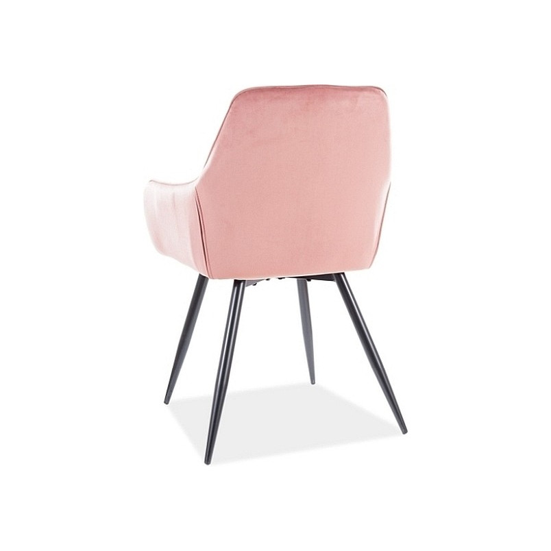 Krzesło welurowe pikowane z podłokietnikami Linea różowe marki Signal