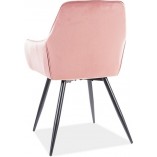 Krzesło welurowe pikowane z podłokietnikami Linea różowe marki Signal
