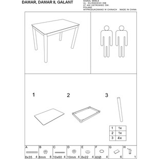 Stół szklany prostokątny Galant 110x70 biały marki Signal