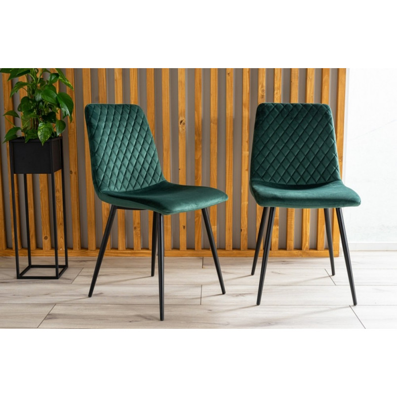 Krzesło welurowe pikowane Irys Velvet zielone marki Signal