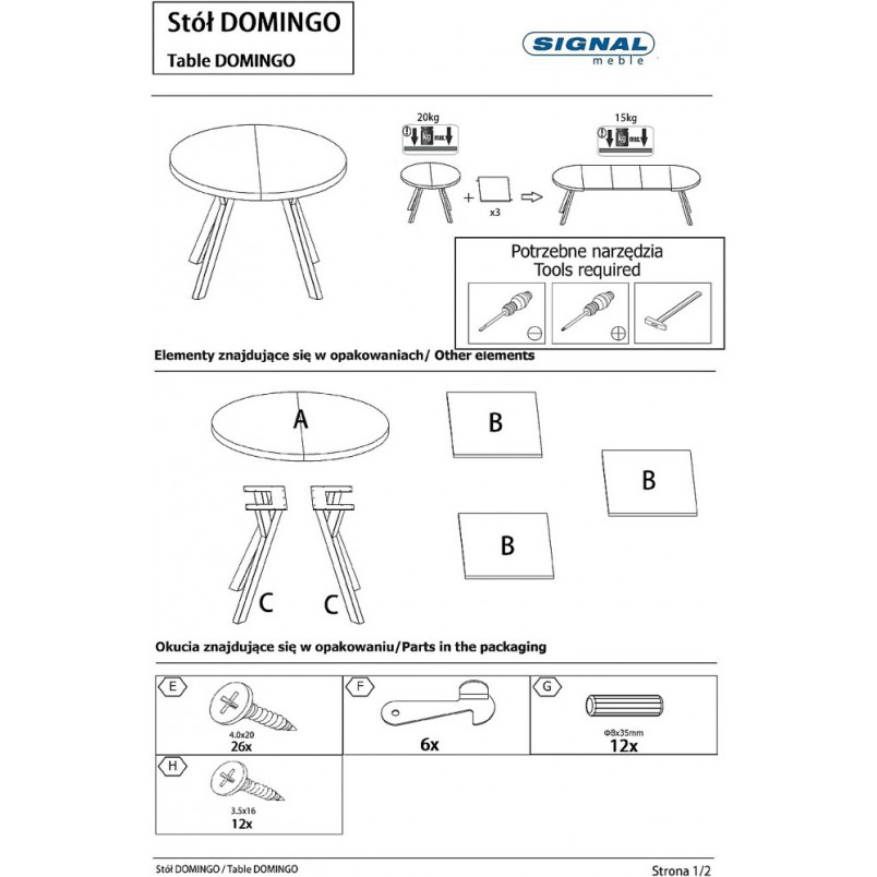 Stół okrągły rozkładany Domingo 100 okleina naturalna dębowa/czarny marki Signal