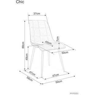 Krzesło welurowe pikowane Chic Velvet 14 szary/chrom marki Signal