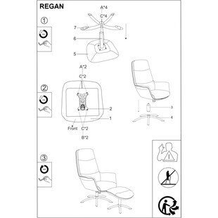 Fotel wypoczynkowy z podnóżkiem Regan szary marki Signal