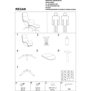 Fotel wypoczynkowy z podnóżkiem Regan morski marki Signal